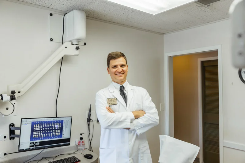 June co-founder Jon Geleris in a dental operatory at his practice.