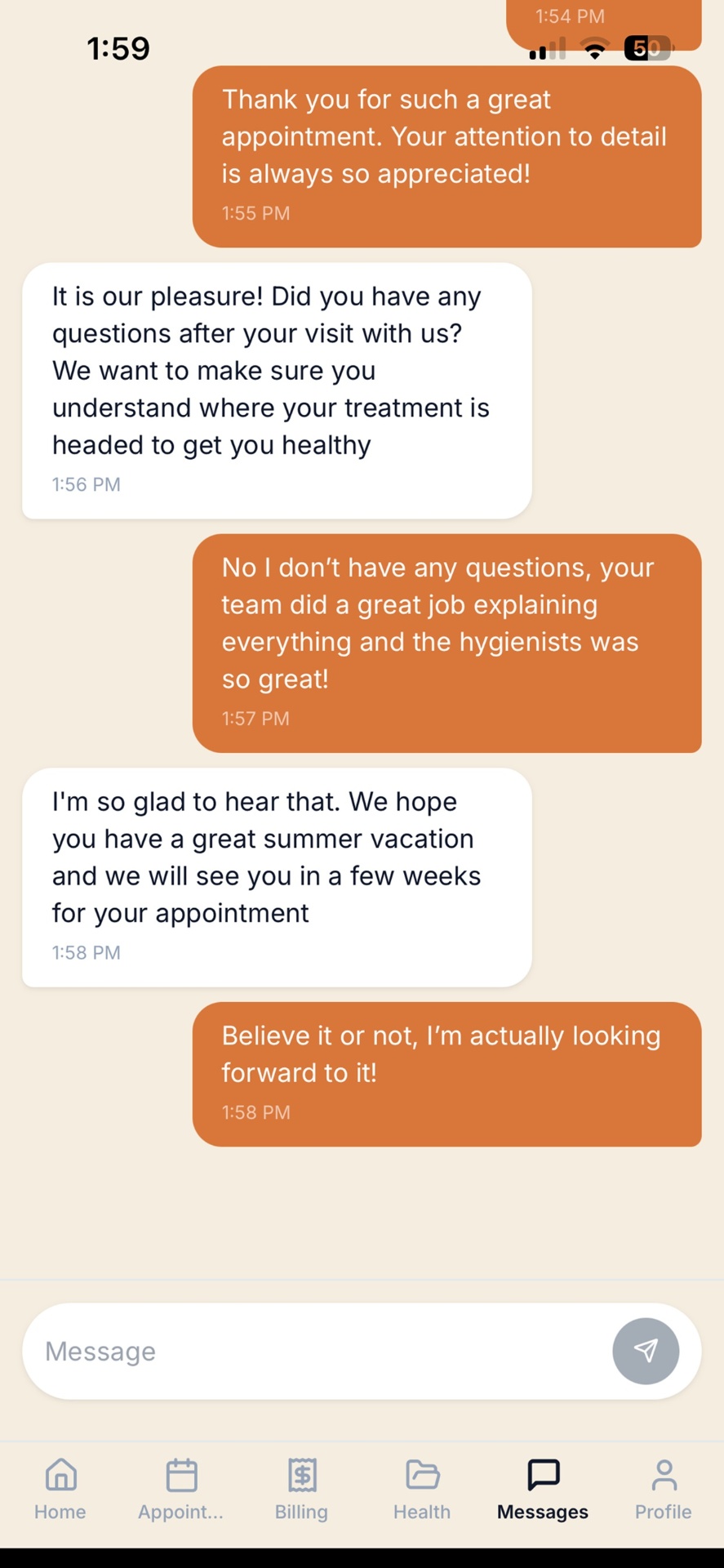 June patient app two-way messaging with the practice